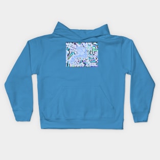 Abstract print in blue, purple, and green Kids Hoodie